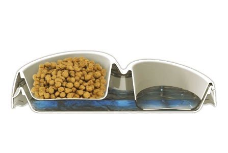 Ciottolotto from BAMA is a practical double bowl with water reservoir inside the compartment